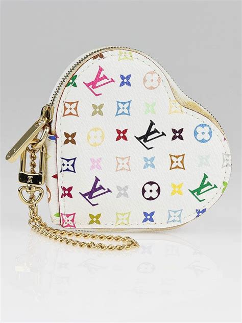 Louis Vuitton White Monogram Multiolore Heart Zip Coin Purse